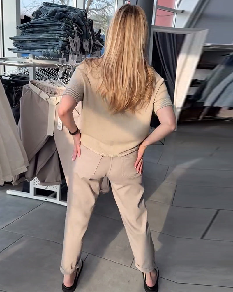 Pantaloni dritti casual tinta unita