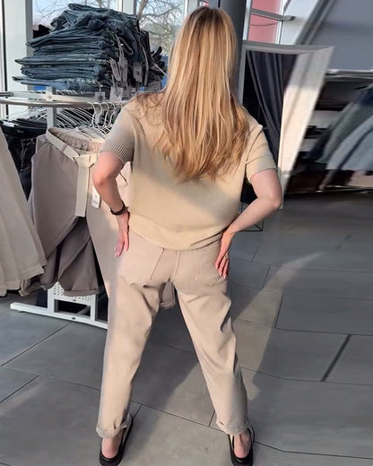 Pantaloni dritti casual tinta unita