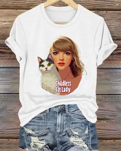 Childless Cat Lady print T-shirt 2024 f/w faith & slogan spring summer t-shirts