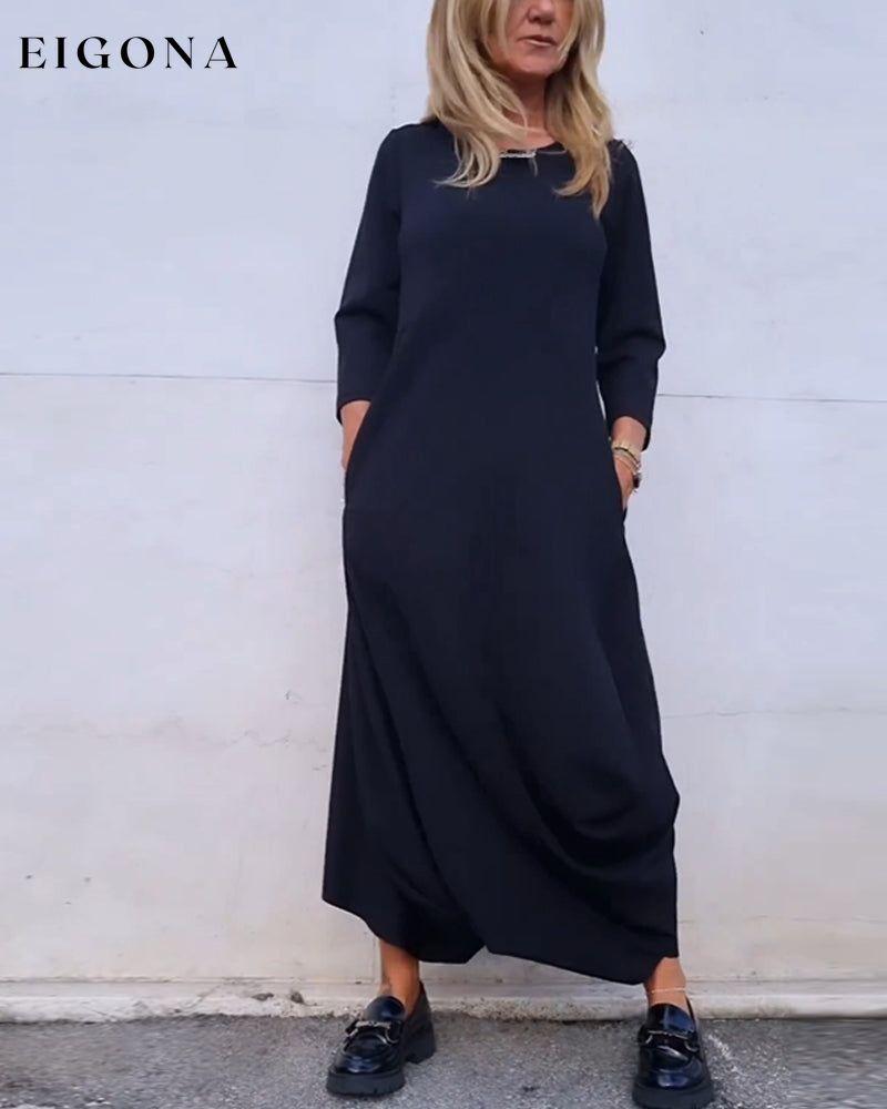 Simple solid color pocket dress 2023 f/w 23BF casual dresses Clothes Dresses spring