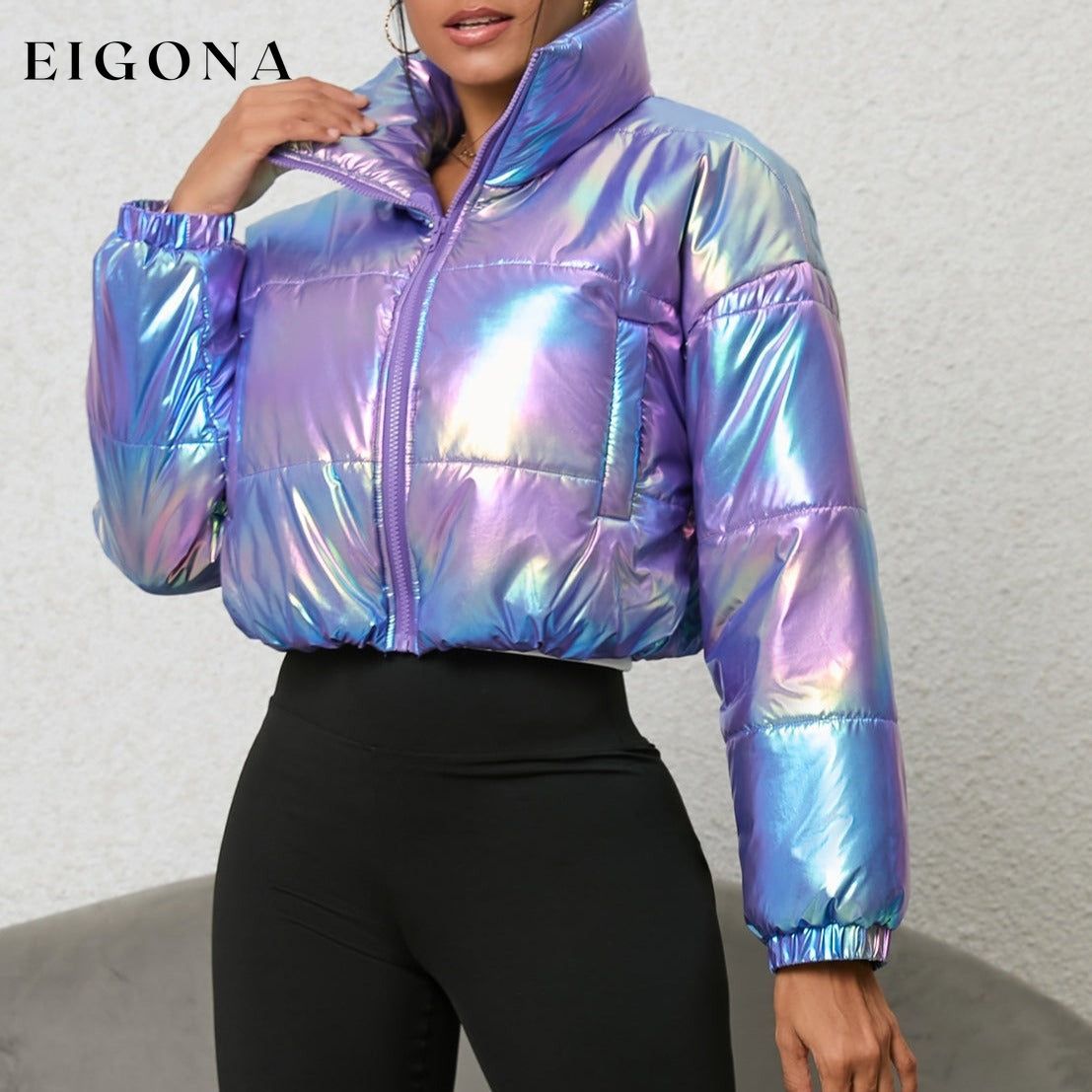 Gradient Zip-Up Collared Fashion Puffer Coat Jacket CATHSNNA clothes Jackets & Coats Ship From Overseas Shipping Delay 09/29/2023 - 10/03/2023