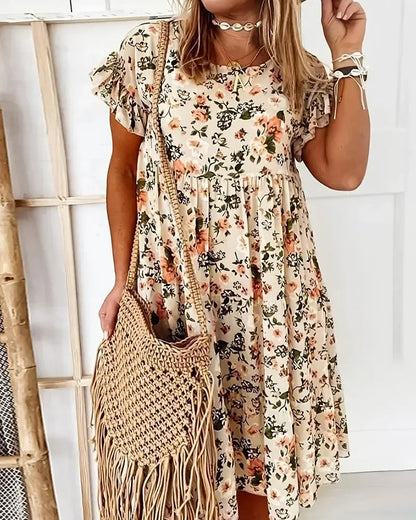 Floral Short-Sleeve Printed Dress