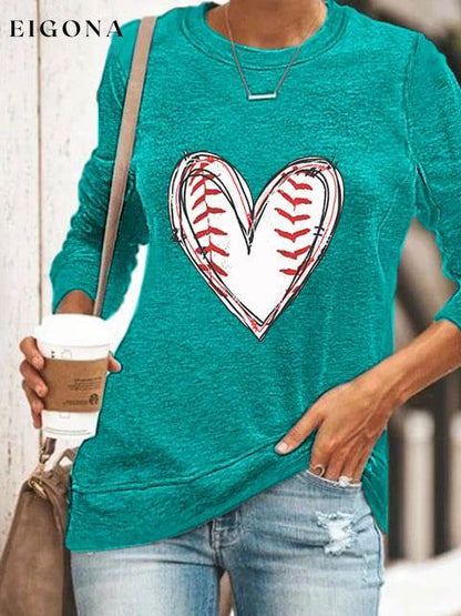 Women's Baseball Heart Print Top ball print