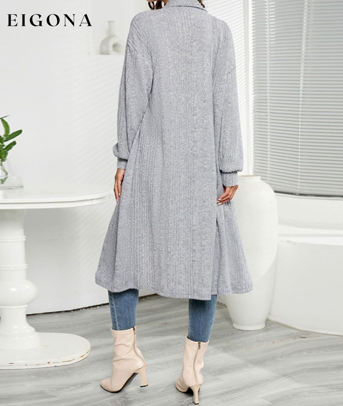 Open Front Long Sleeve Duster Cardigan cardigan CATHSNNA clothes Ship From Overseas Shipping Delay 09/29/2023 - 10/03/2023