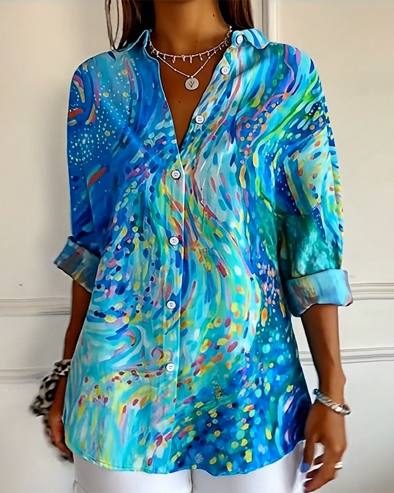 Gradient Button-Down Printed Shirt