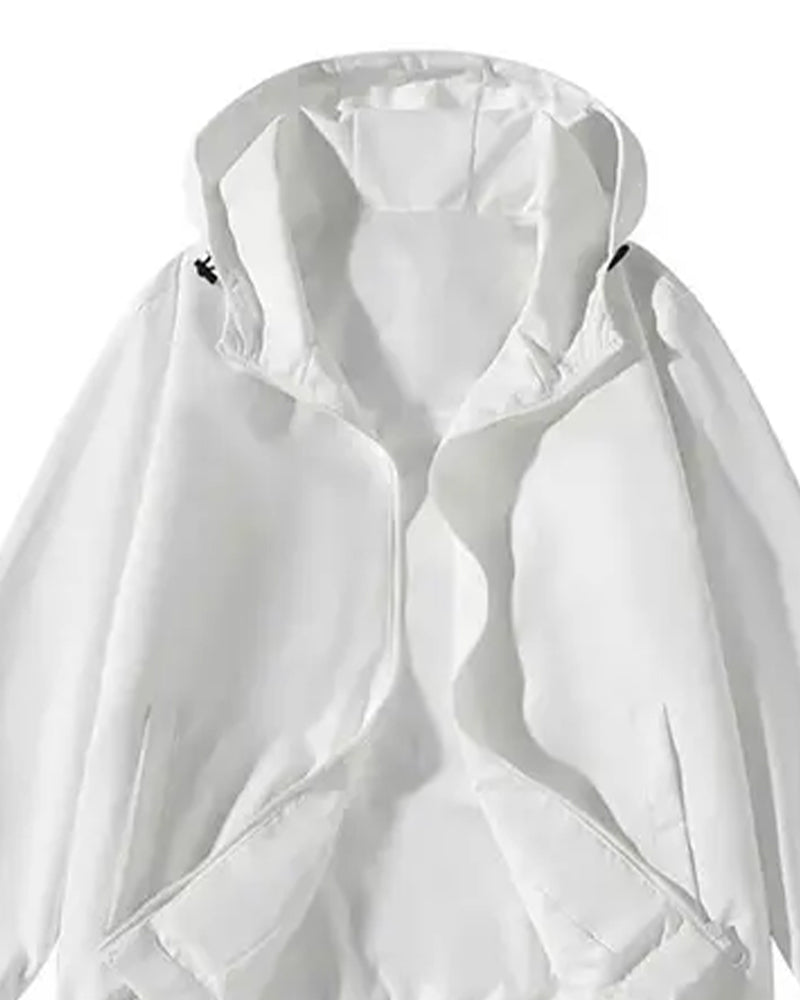 Solid Color Relaxed Pocket Hoodie Coat