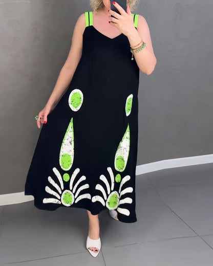 Abito stampato con spalline larghe