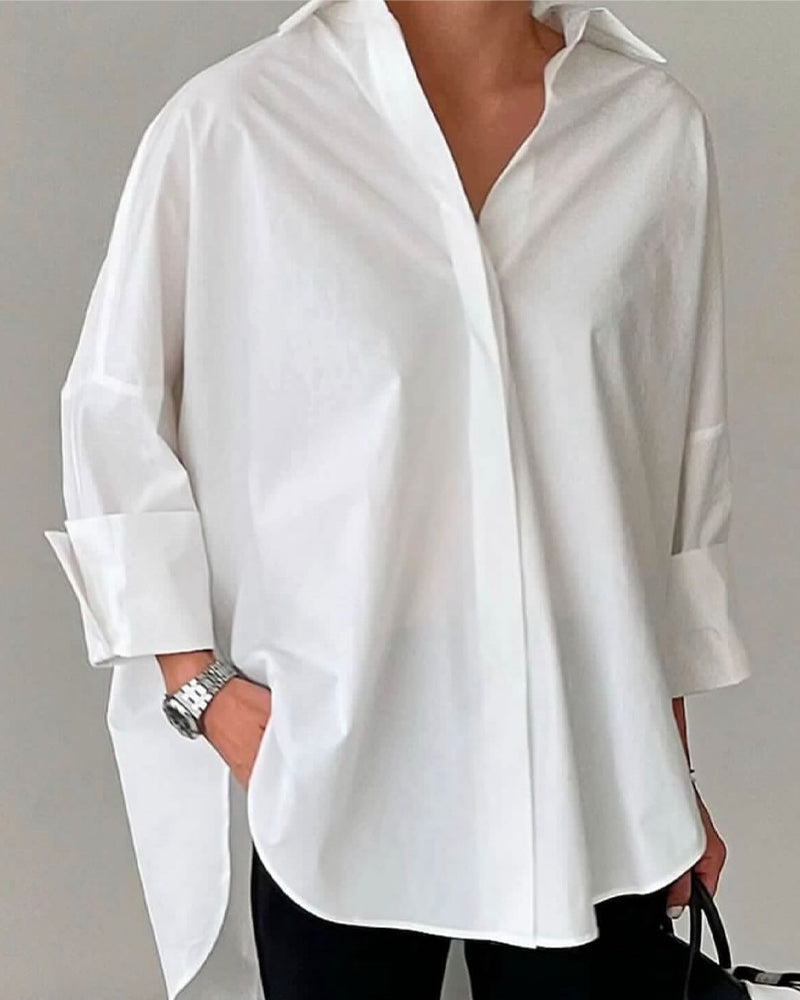 Drop-Shoulder Loose Long-Sleeve Blouse 2024 f/w blouse & shirts spring