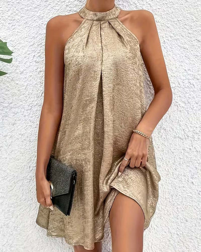 Light Luxury Sleeveless Off-Shoulder Halter Dress