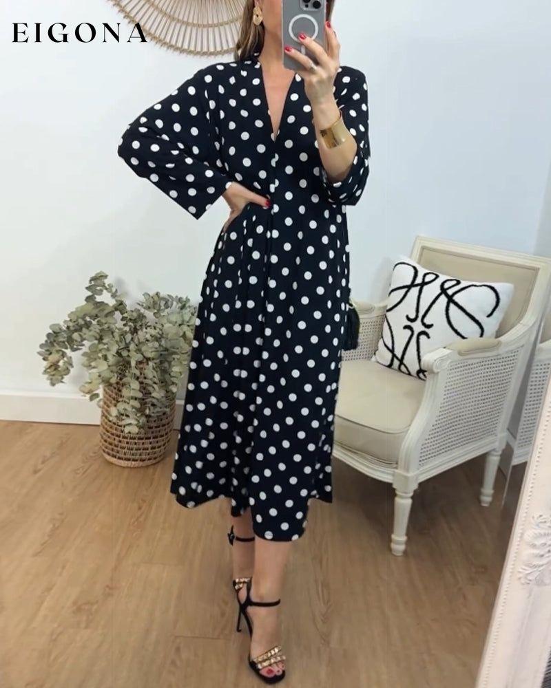 V-neck loose polka-dot dress casual dress spring summer vacation dresses