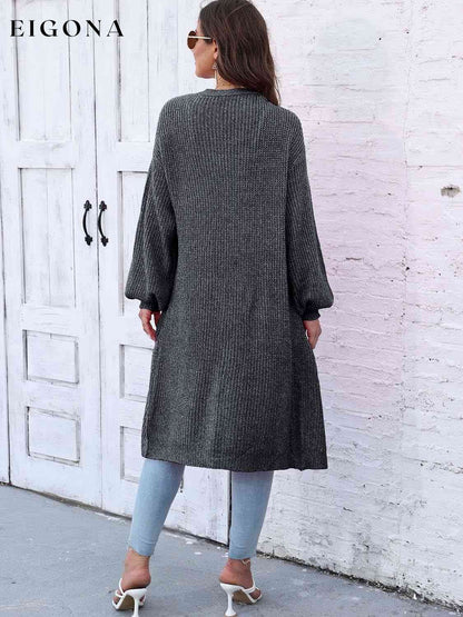 Open Front Longline Cardigan with Pockets cardigan cardigans clothes O & Y.M Ship From Overseas
