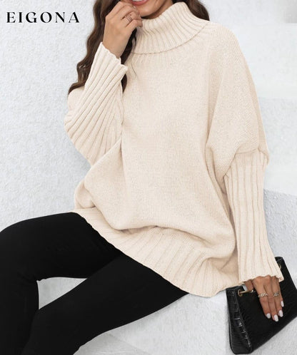 Turtle Neck Long Sleeve Ribbed Sweater clothes O & Y.M Ship From Overseas trend