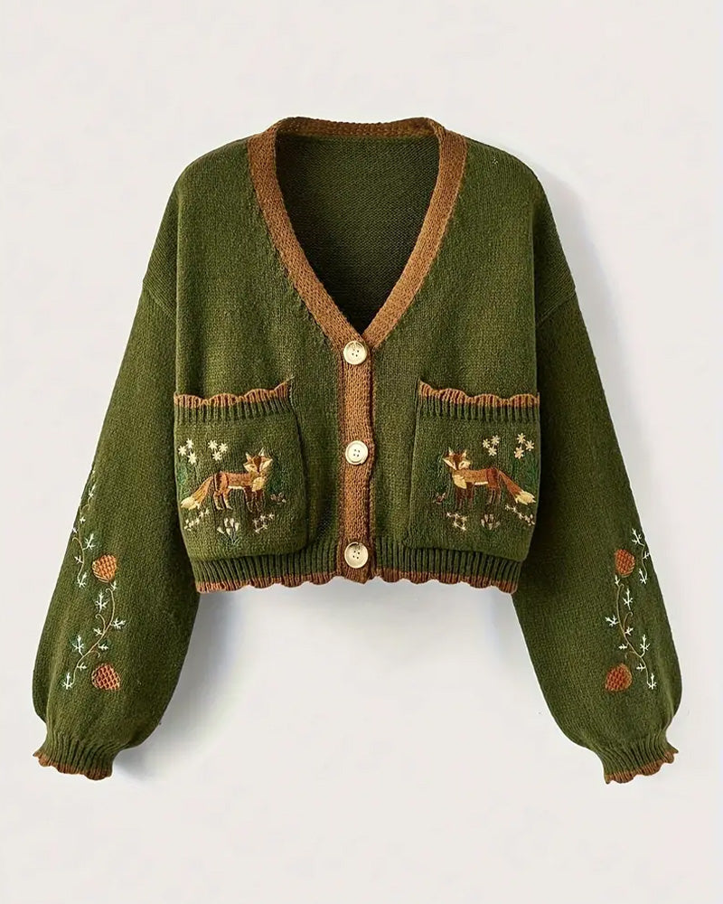 Lantern sleeve embroidered cardigan 2024 f/w cardigans