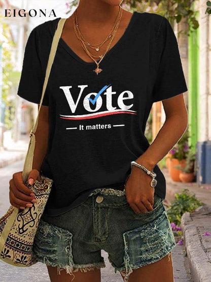 Vote It Matters Print V-Neck T-Shirt roe