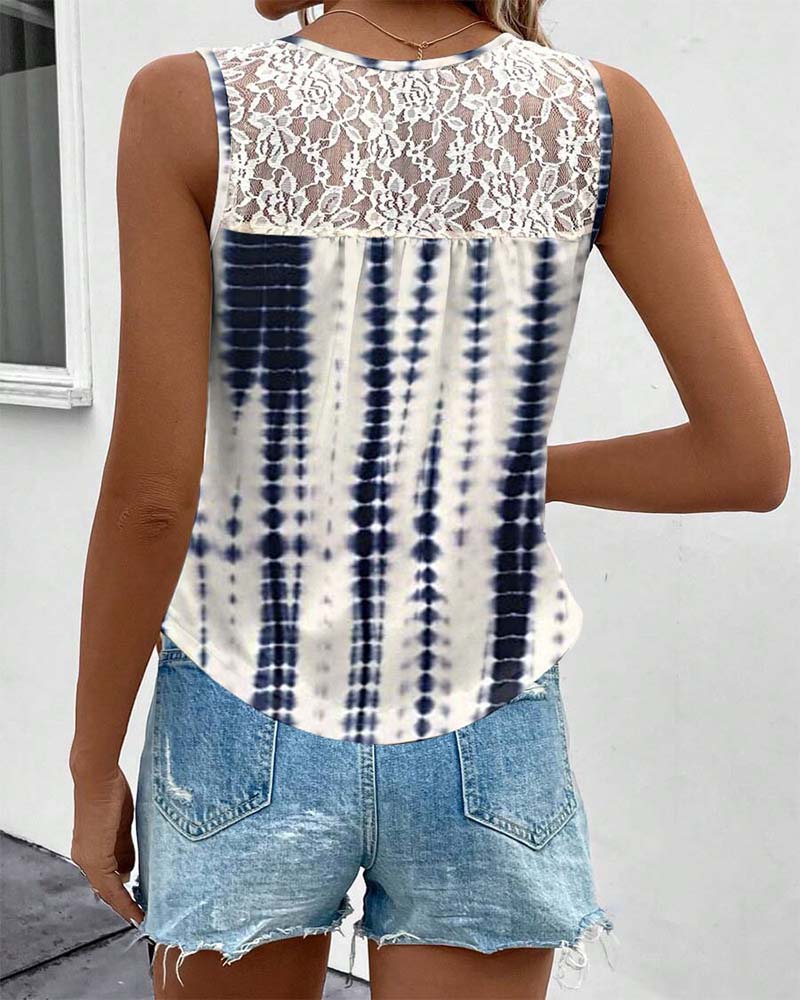 Irregular Pleated Printed Tank Top