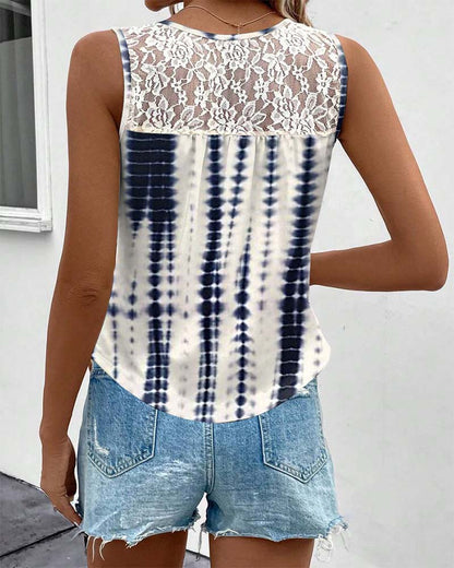 Irregular Pleated Printed Tank Top