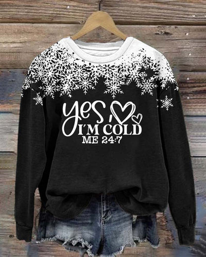 Women's Christmas I'm cold print sweatshirt 2024 f/w christmas hoodies & sweatshirts women's christmas