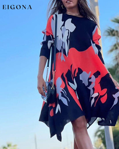 Asymmetrical Hem Round Neck Dress 2023 F/W 23BF Casual Dresses Clothes Dresses Spring vacation dresses