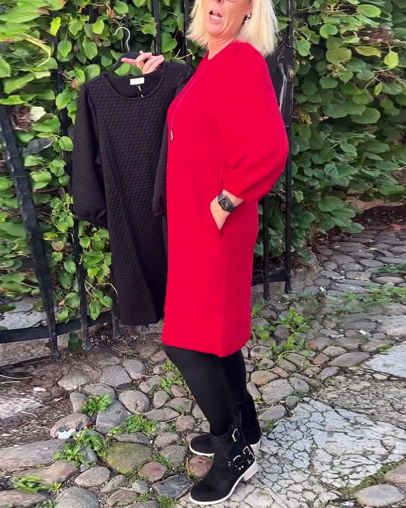 Casual Solid Color Round Neck Dress