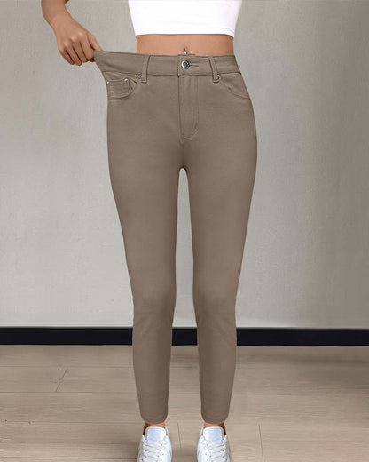Women's Pocket Solid Skinny Casual Pant