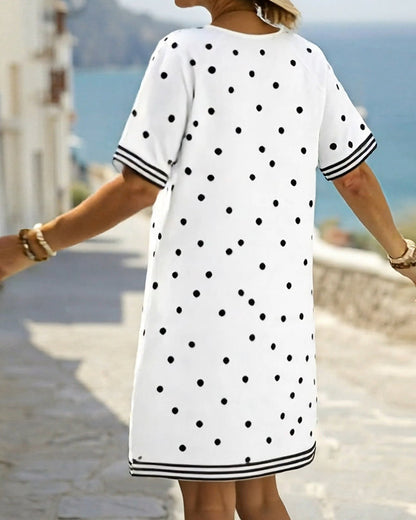 Polka Dot Stripe Shift Dress