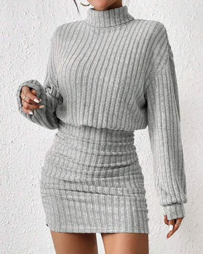 Ribbed Turtleneck Bodycon Dress