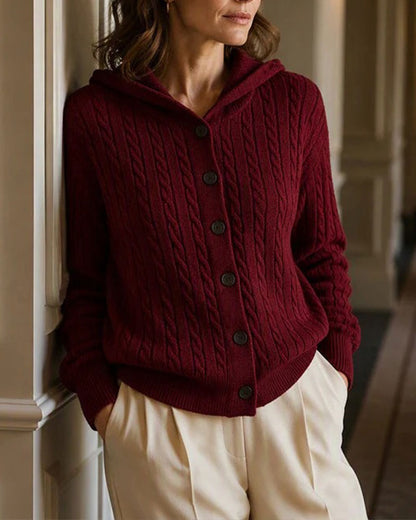 Hooded Open Front Knit Cardigan