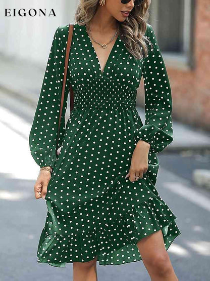 V-Neck Long Sleeve Ruffle Hem Dress clothes dress dresses M@Y mini dress Ship From Overseas Shipping Delay 09/29/2023 - 10/04/2023