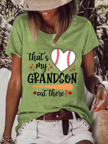 Women's That's My Grandson Out There Baseball Heart Tee ball print