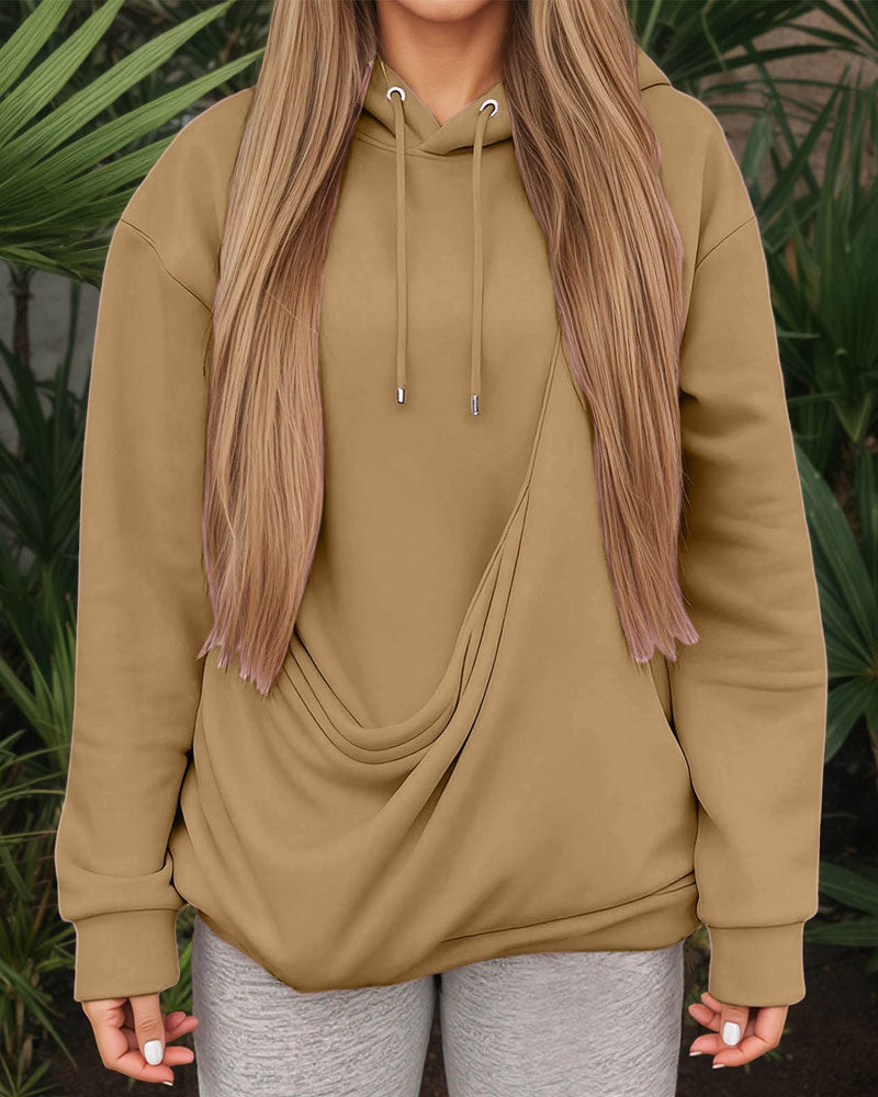 Large Pocket Solid Color Hoodie 2024 f/w hoodies & sweatshirts