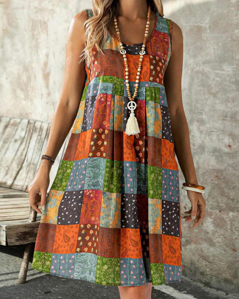 Sleeveless colorful square dress casual dresses summer