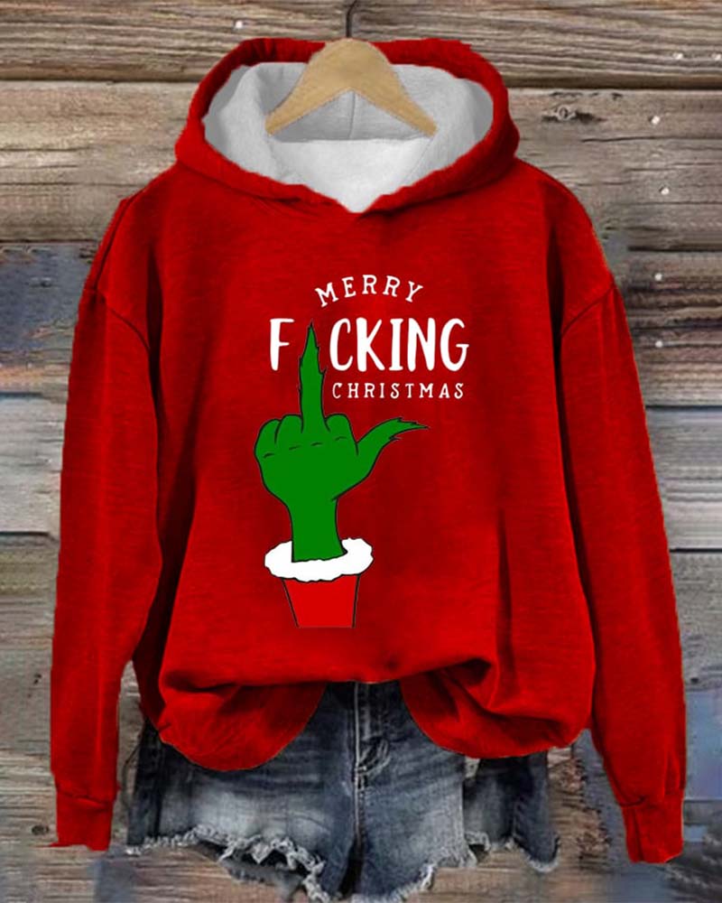 Women's Christmas printed hooded casual sweatshirt 2024 f/w christmas Grinch hoodies