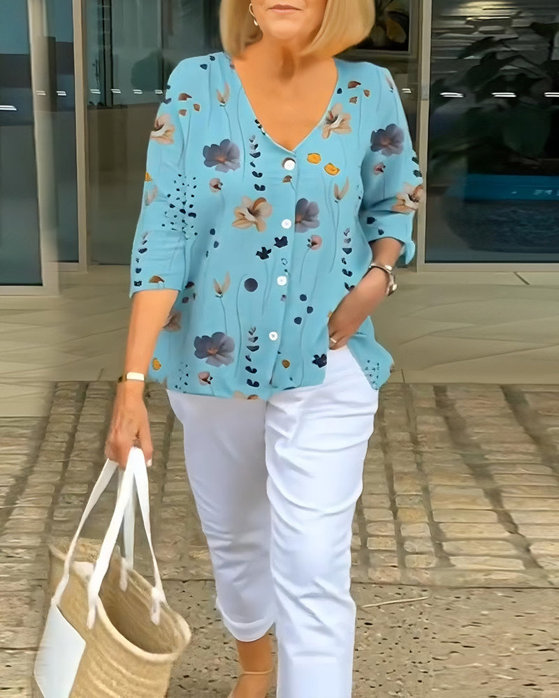 Flowy Floral Print  Blouse