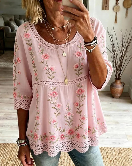 Floral Lace Babydoll Blouse blouses & shirts spring summer