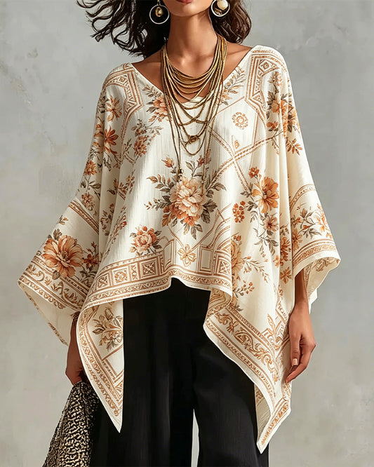 V-Neck Floral Irregular Blouse blouses & shirts spring summer