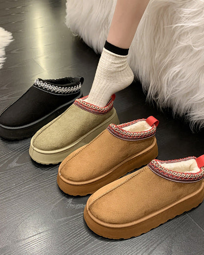 Casual solid color plus velvet warm flats 2024 f/w flats