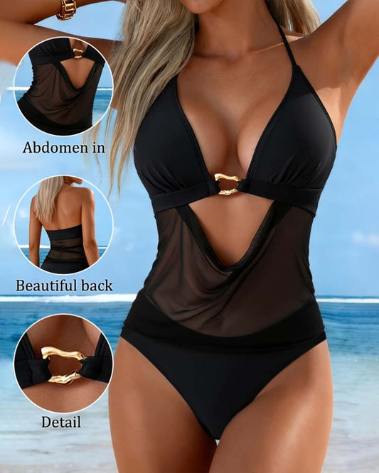 Mesh Patchwork Halter One-Piece 2024 f/w one-piece spring summer