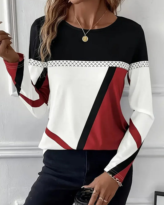 Casual Printed Crew Neck Long Sleeve T-Shirt
