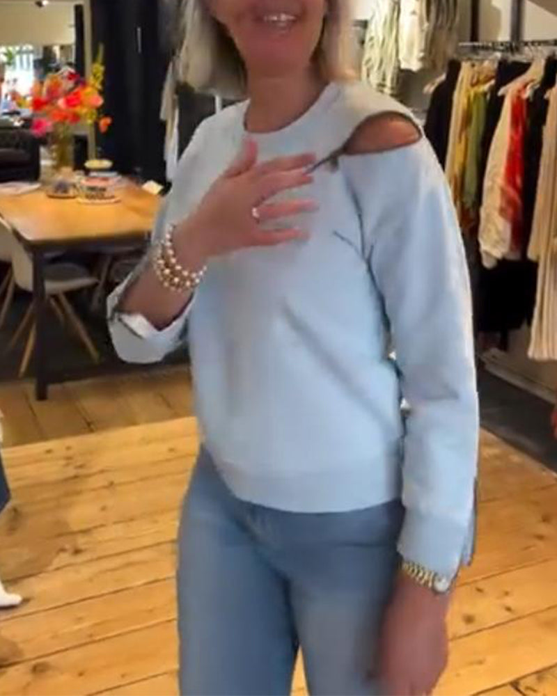 Zip-up Round Neck Casual Sweatshirt