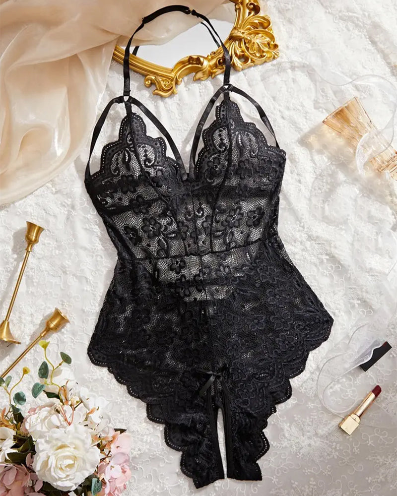 Crotchless Lace One Piece Lingerie