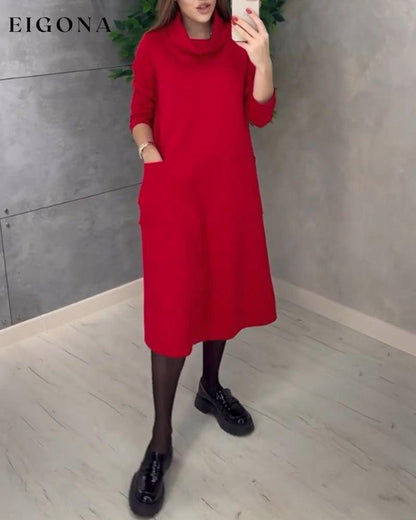 Solid color turtleneck pocket dress 2023 f/w 23BF casual dresses Clothes Dresses spring