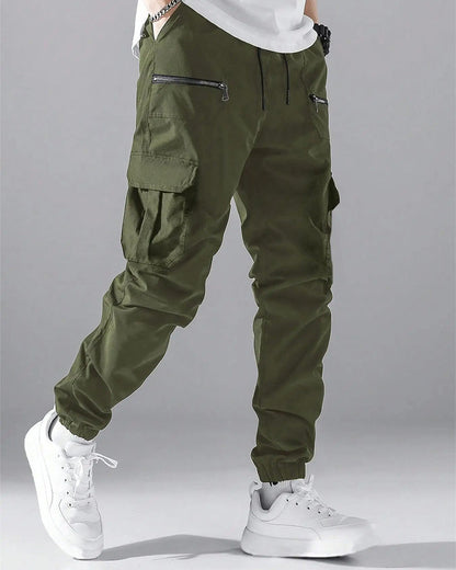 Pocket Drawstring Zipper Men's Cargo Pants