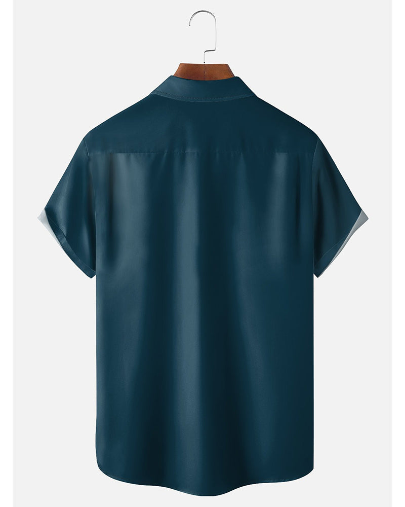 Lapel Color Block Stripe Diamond Shirt