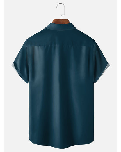 Lapel Color Block Stripe Diamond Shirt