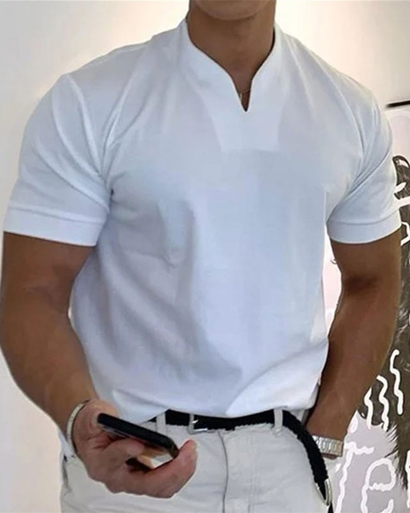Men Gentlemans Business Short Sleeve Fitness T-shirt