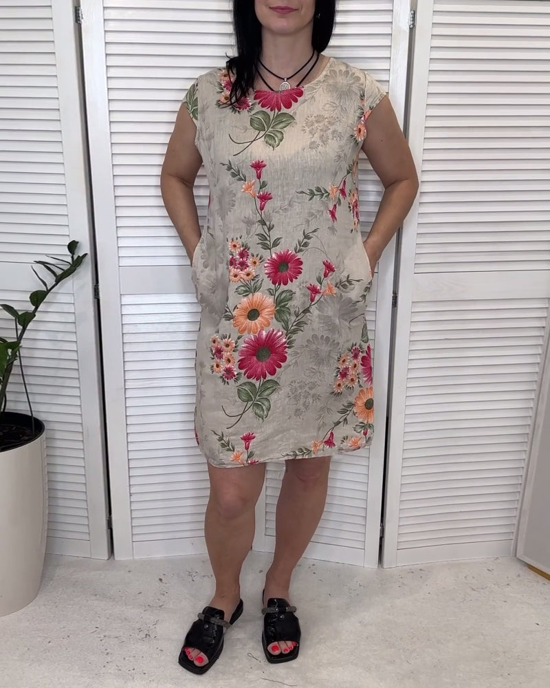 Vintage floral print pocket dress 202466 casual dresses summer