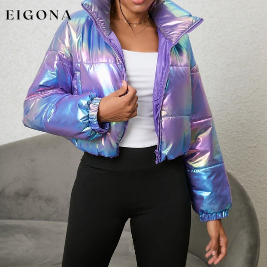 Gradient Zip-Up Collared Fashion Puffer Coat Jacket Multicolor CATHSNNA clothes Jackets & Coats Ship From Overseas Shipping Delay 09/29/2023 - 10/03/2023