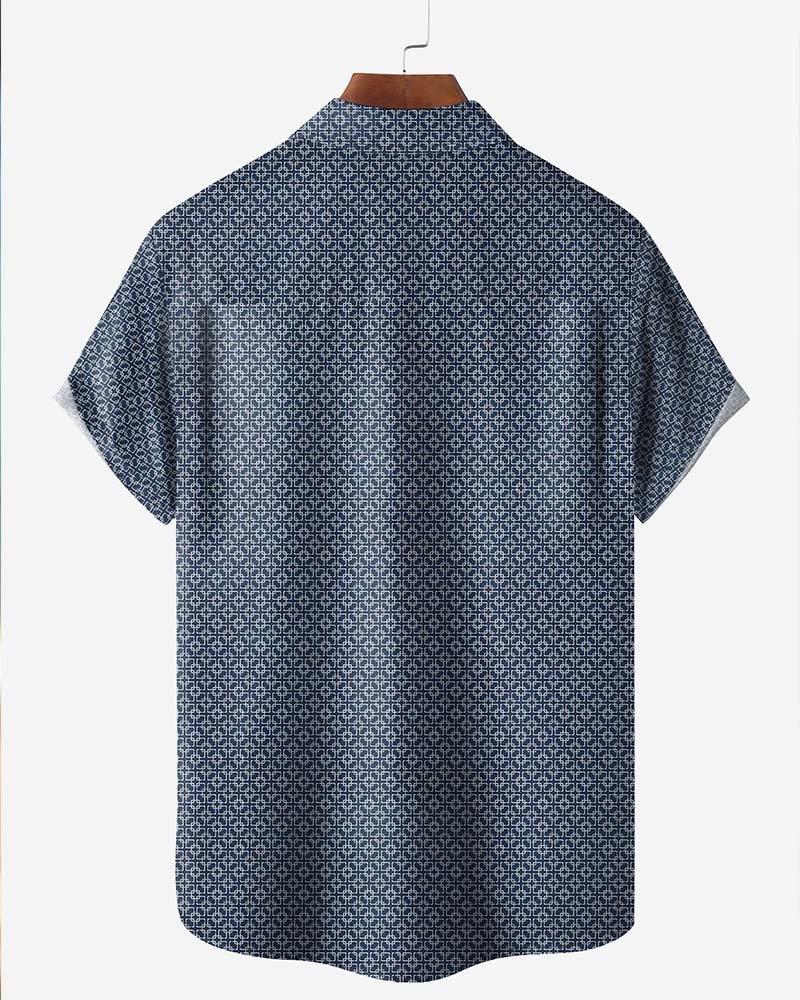 Lapel All-Over Print Small Geometric Shirt