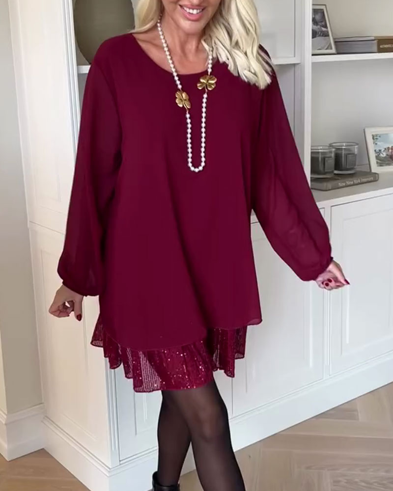 Round Neck Loose Patchwork Dress