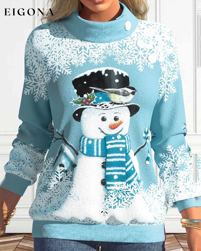 Snowman print stand collar sweatshirt Blue 2023 f/w 23BF christmas Clothes sweatshirt